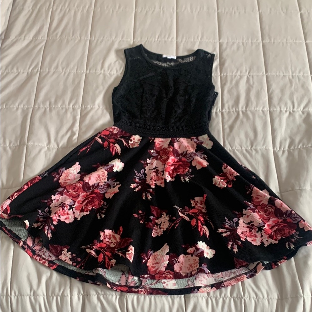 Floral Black and Pink Dress